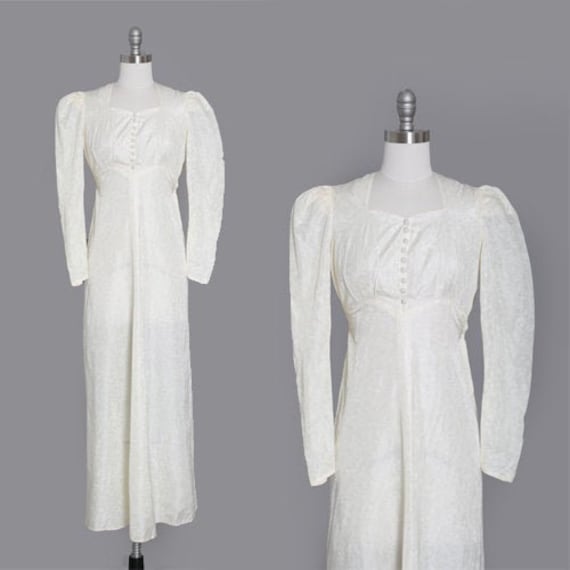 Ivory bow wedding dress | Vintage 30s satin weddin