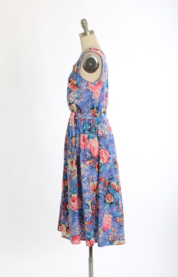 80s floral cotton tank midi dress - image 7
