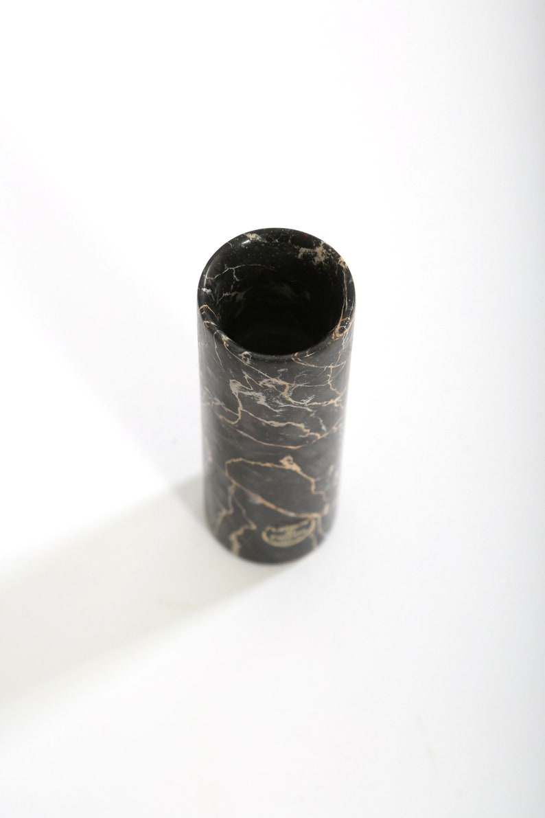 Vintage black Carrara Marble Italian bud vase image 3