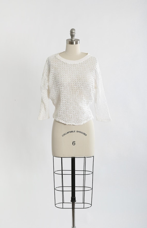 Fishnet Shirt | Vintage 80s White Cotton Net Swim Coverup Top - Etsy New  Zealand