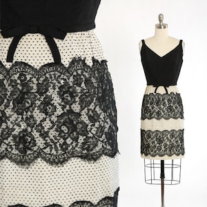 Vintage 60s Swiss dot lace dress | 1960s Harou lace dot cocktail dress