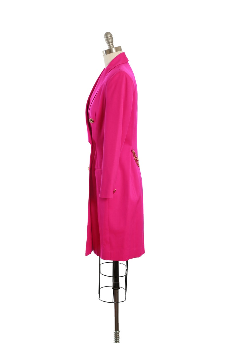 Hot pink suit dress Vintage 90s pink tuxedo wool suit dress image 5