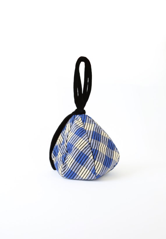 Vintage 40s velvet purse | 1940s single strap lea… - image 4