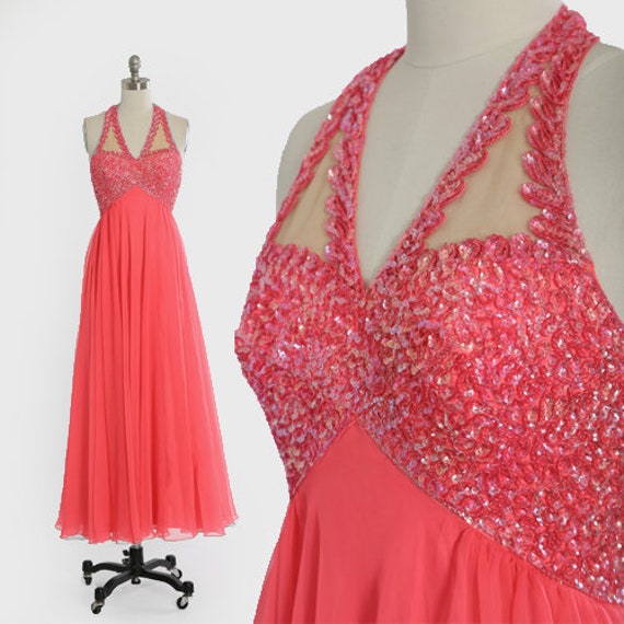 Mike Benet sequin dress | Vintage 60s 70s pink ch… - image 1