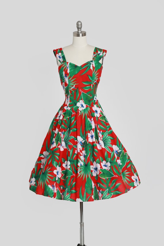 Hawaiian floral dress | Vintage 80s does 50s trop… - image 2