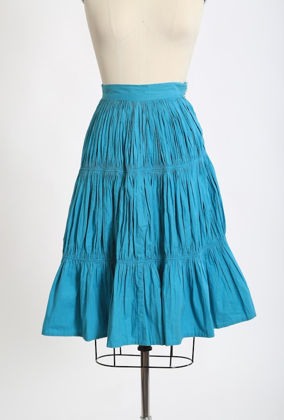 Vintage 50s blue cotton skirt - image 2