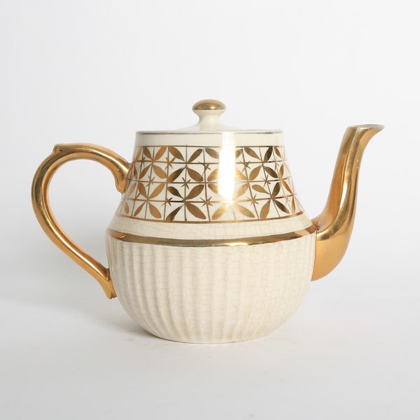 Vintage Mid Century Modern Arthur Wood English hand painted gold teapot