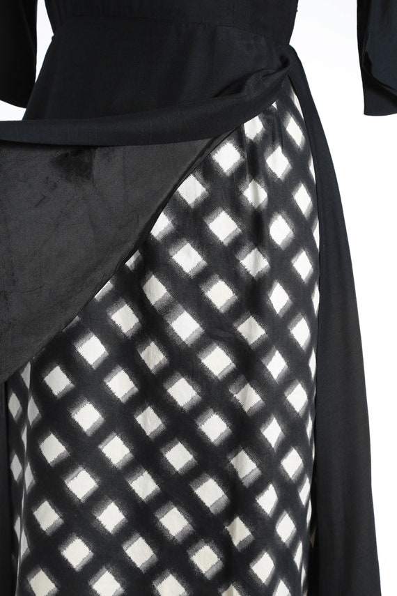 40s Checker dress | Vintage 1940s black + white d… - image 5