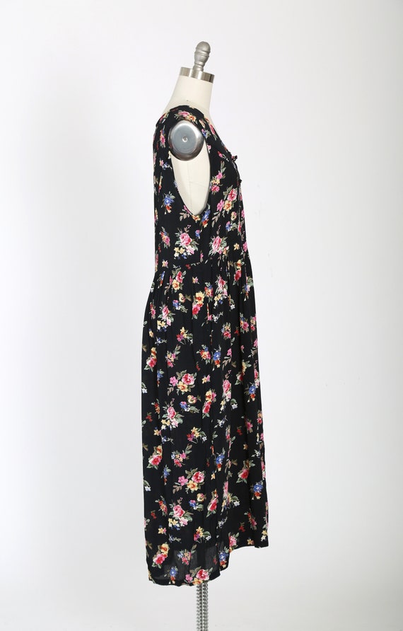 Vintage 90s dark floral rayon dress | 1990s deads… - image 5