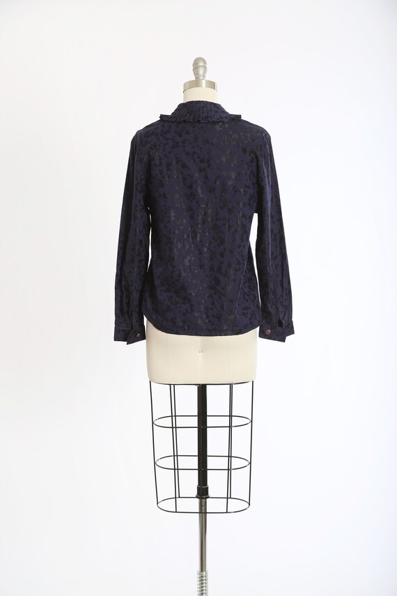 French leopard print blouse | Vintage 90s blue le… - image 7