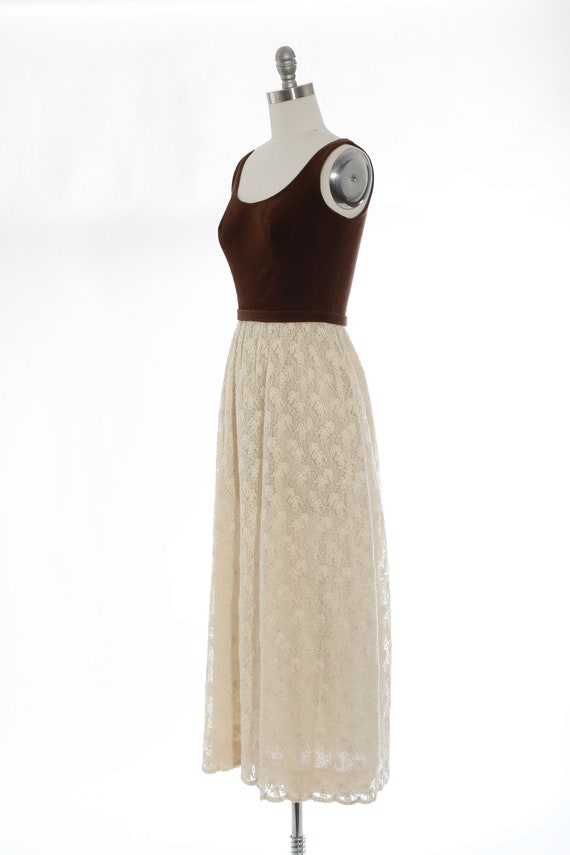 Lanz floral dress | vintage 70s brown velvet embr… - image 7