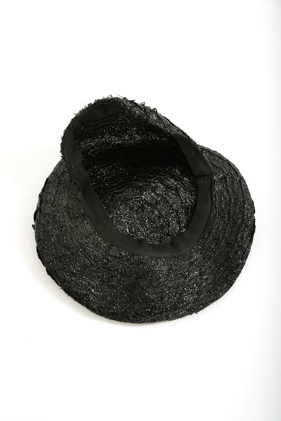 Vintage 1940s black studded straw hat - image 4