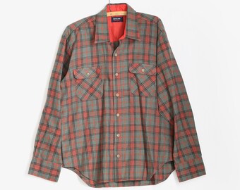 Vintage 70s Arrow gray + red plaid shirt
