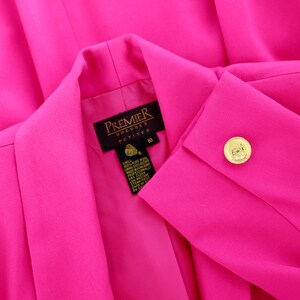 Hot pink suit dress Vintage 90s pink tuxedo wool suit dress image 8