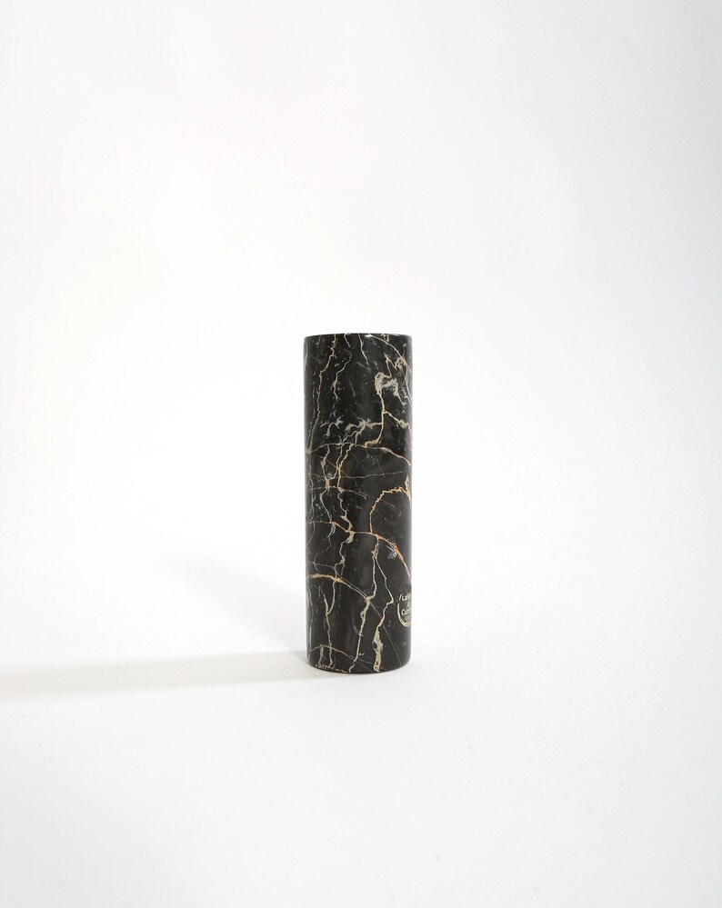 Vintage black Carrara Marble Italian bud vase image 6