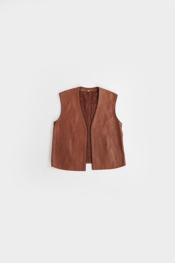 Vintage 70s brown leather vest