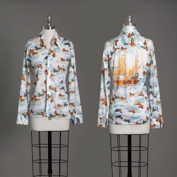 Duck hunting shirt | Vintage 1970s novelty print duck shirt