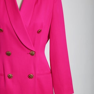 Hot pink suit dress Vintage 90s pink tuxedo wool suit dress image 3