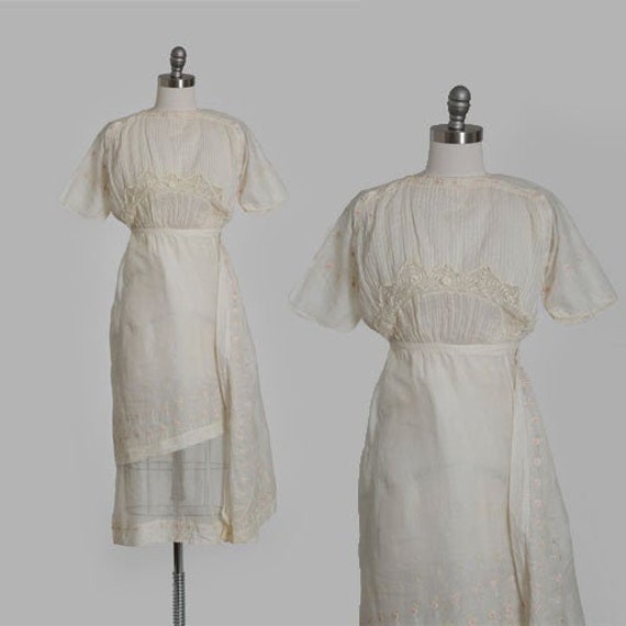 スーツ・フォーマル・ドレス 1900s Edwardian Crochet Cutwork Dress 1900s Edwardian Crochet Cutwork Dress