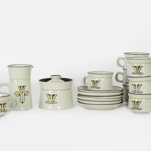 DENBY Langley KIMBERLY flower 16 pc set | Vintage Denby stoneware English coffee tea set