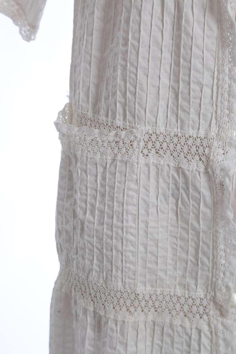 Vintage 70s Mexican white cotton crochet Dress image 4