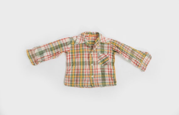 Vintage 40s Kids pastel plaid cotton flannel shirt - image 1