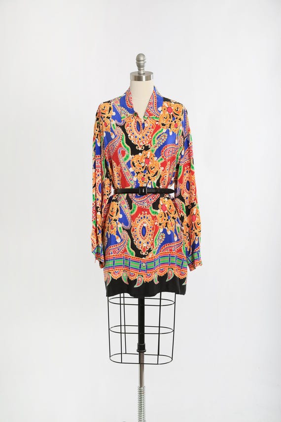 Vintage Elisabeth Liz Claiborne colorful oversized silk blouse