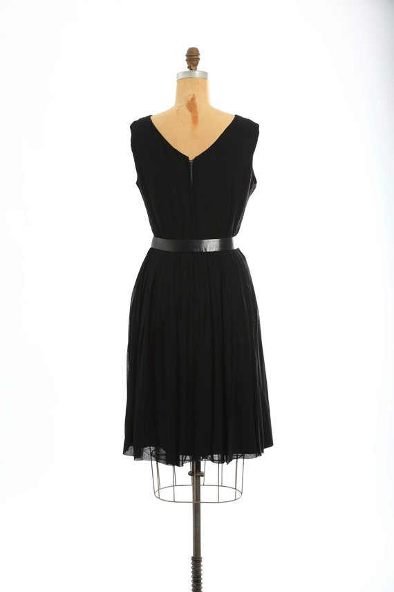 Vintage 50s black silk chiffon dress - image 5