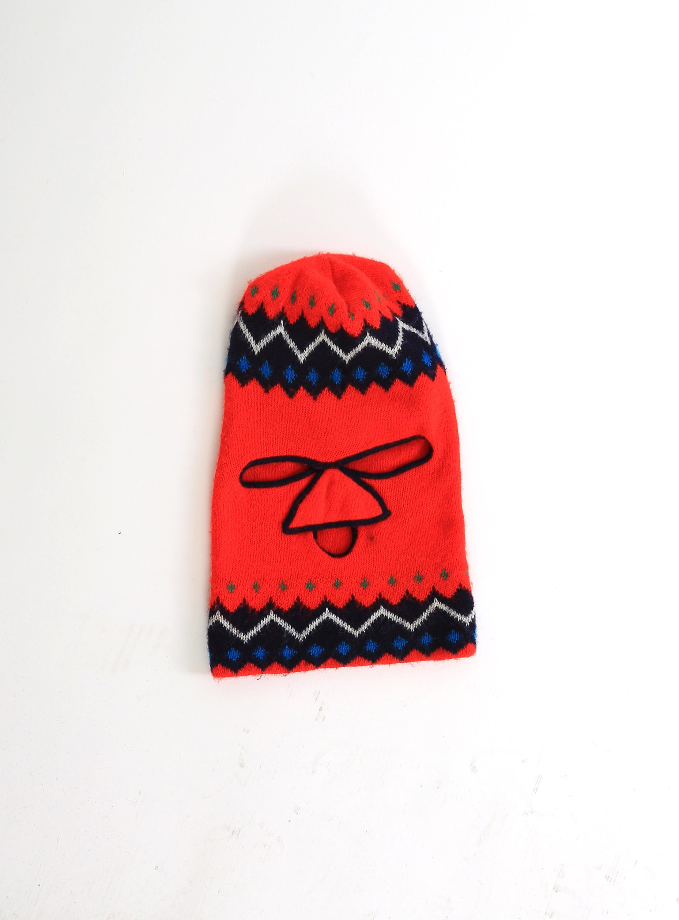 Vintage 70s bright orange full face ski mask Balaclava