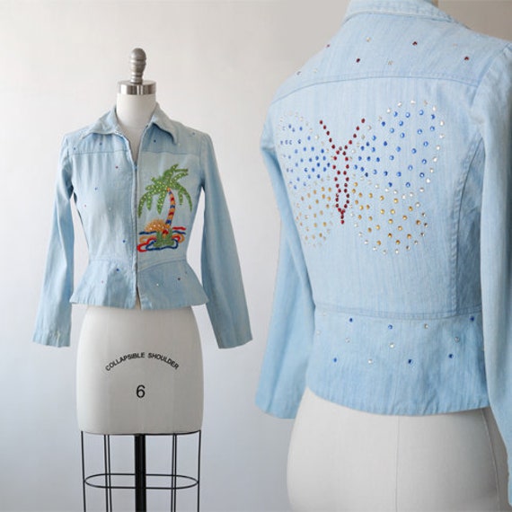rhinestone peplum jacket | Vintage 70s 40s embroid