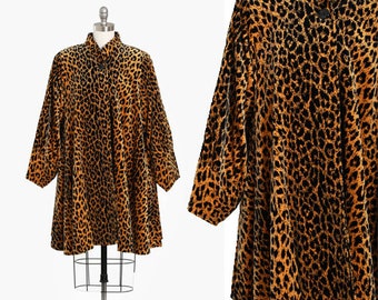 80s Trapeze leopard print velvet coat