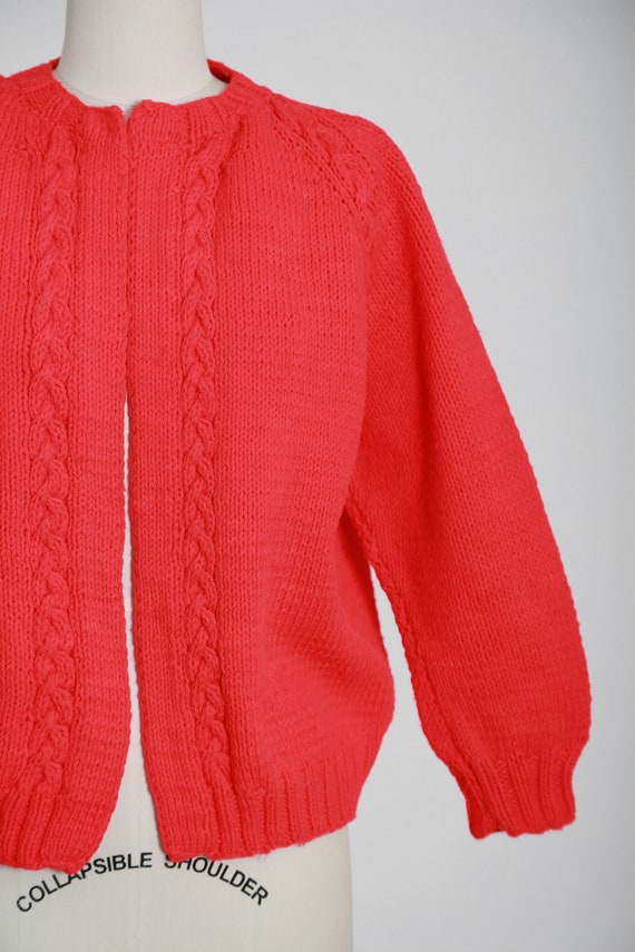 Vintage 60s hand knit cardigan sweater - image 2