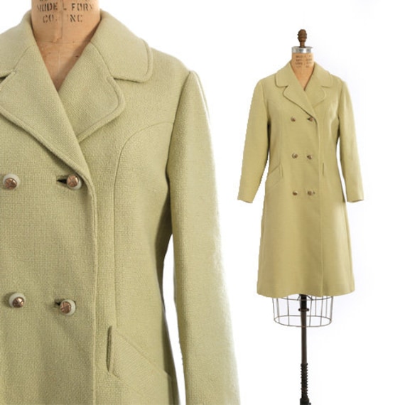 Vintage 50s 60s mint green wool coat