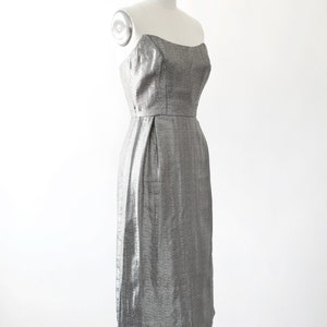 50s silver Lame bombshell dress | Vintage 1950s metal lame wiggle dress