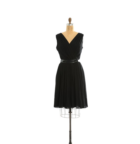 Vintage 50s black silk chiffon dress