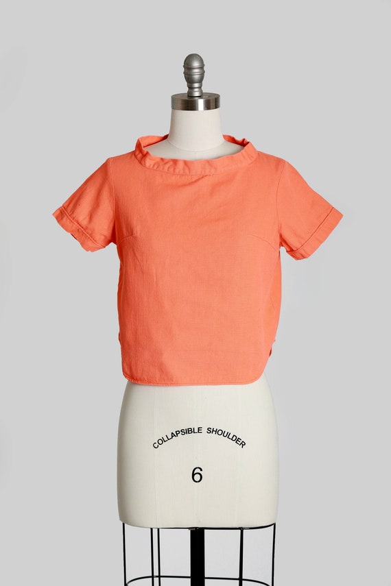 Jeanie top | Vintage 60s orange top | 1960s boatne