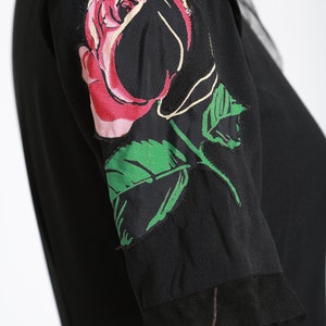 40s rose dress Vintage 40s black floral Appliqué rose midi dress image 8