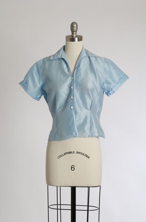 Judy Bond blouse | Vintage 1940s powder blue poli