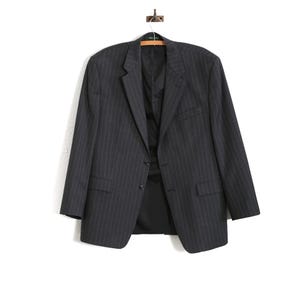 Ralph Lauren Anzugjacke | Vintage Herren Lauren Ralph Lauren grauen Nadelstreifen Revers Jacke aus reiner Wolle