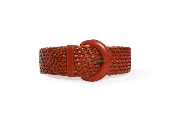Woven leather belt | Vintage 90s wide braided brow