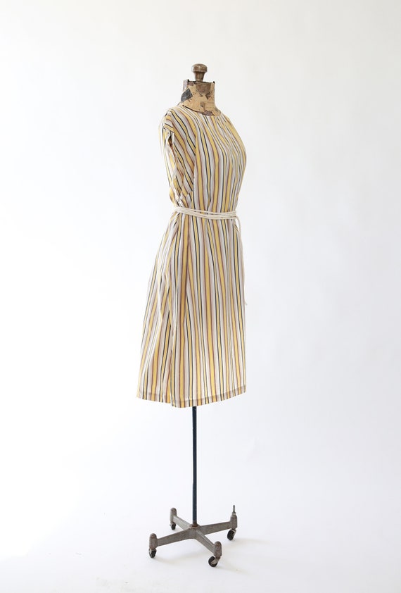 Vintage 60s yellow striped cotton dress - image 4