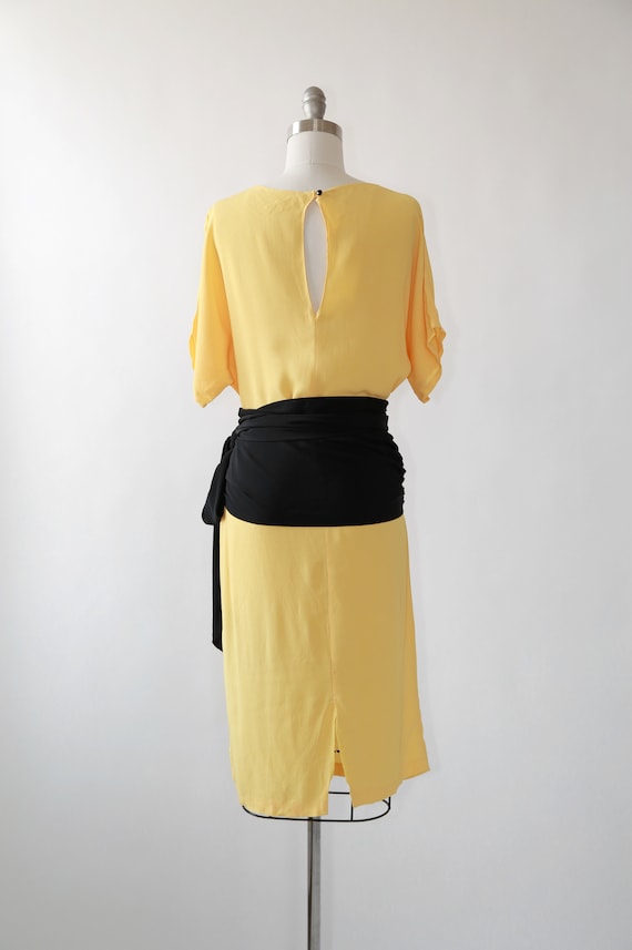 Vintage 90s 40s yellow rayon crepe dress - image 8