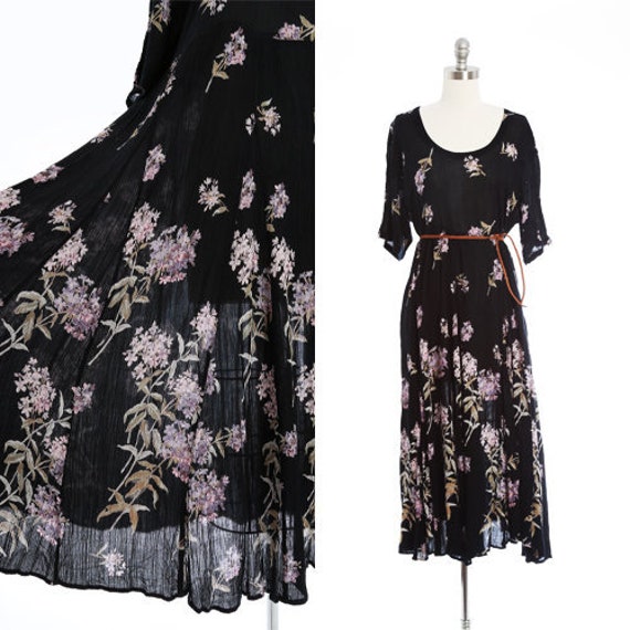Hydrangea maxi dress | Vintage 90s floral rayon ga