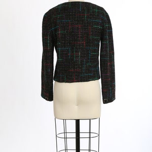 Vintage 90s black woven rainbow wool blend blazer image 6