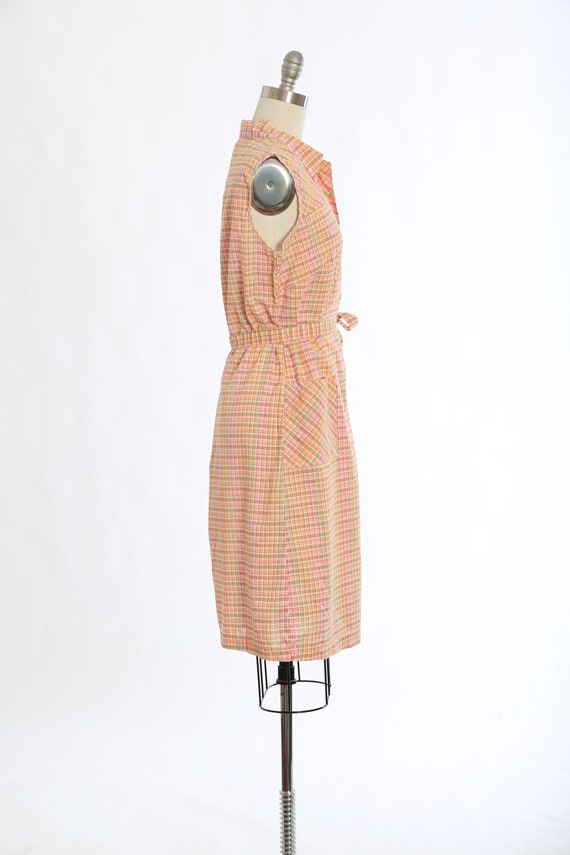 Vintage 70s pink pastel plaid shirt dress - image 4