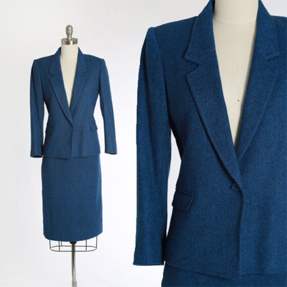 English tweed suit | Vintage 70s 40s blue tweed wo
