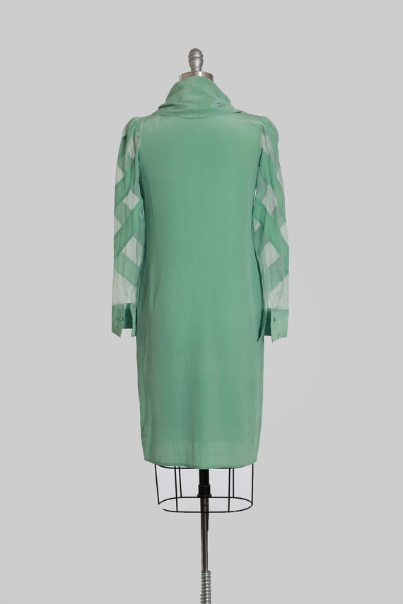 Mint silk dress | Vintage 70s Cowl neck silk dress - image 7