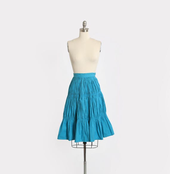 Vintage 50s blue cotton skirt - image 1