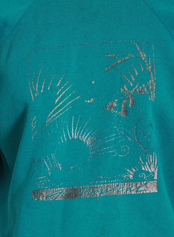 Vintage 80s tropical burnout soft Reglan sweatshi… - image 2