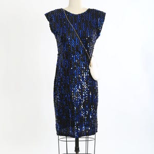 70s blue sequin mini dress